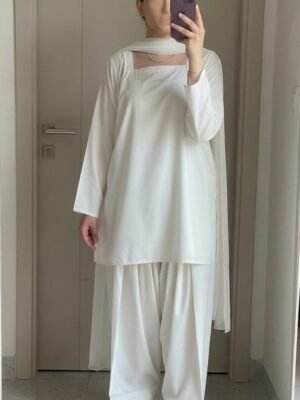 pomelli_photoshoot_image_9_16_0605 (27) ✅ Wide Square Neck Short Shirt With Farshi Shalwar 2-Piece Set For Women – WSNFS
